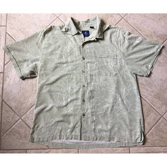 Caribbean Joe Other - CARIBBEAN JOE HAWAIIAN SHIRT Men's‎ XXL Green Floral 100% SIlk